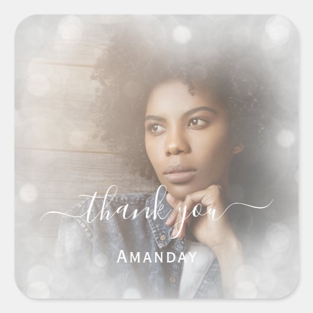 Sticker Carré Merci Nom Photo Gris Douce16  (Devant)