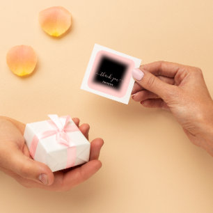 Sticker Carré Merci Nom Rose Black Business Boutique en ligne