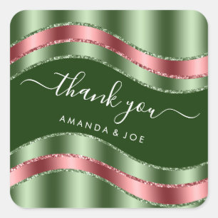 Sticker Carré Merci Nom Sweet 16ème Shower Mariage Sage Woodland