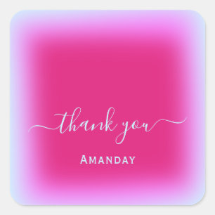 Sticker Carré Merci nom unicorn Pink Maquillage mariée Sweet16e