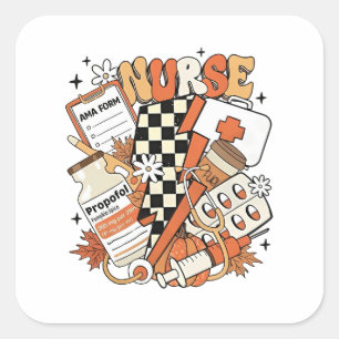 Sticker Carré Merci Nurse Life Turquie mignonne Thanksgiving Nur