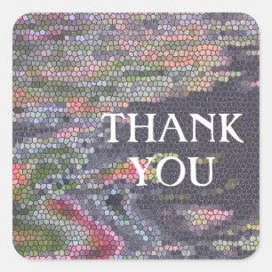 Sticker Carré Merci Pastel Mosaïque Carrelage Motif Appréciation