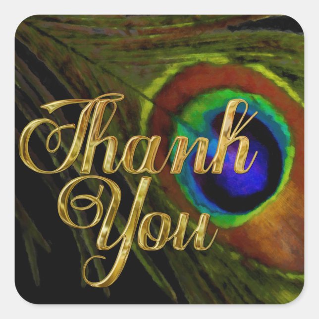 Sticker Carré Merci Peacock (Devant)