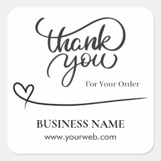 Sticker Carré Merci Personnalisé Pour Votre Entreprise De Comman