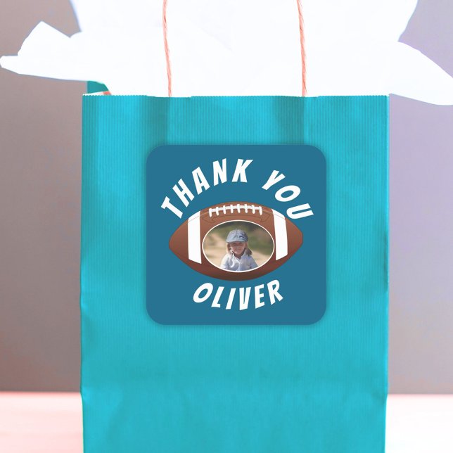 Sticker Carré Merci photo de l'anniversaire du football américai (Créateur téléchargé)