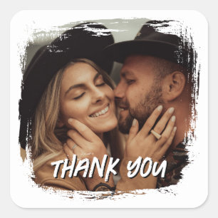 Sticker Carré Merci photo Mariage de Grunge moderne
