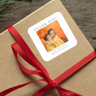 Sticker Carré Merci photo personnalisé