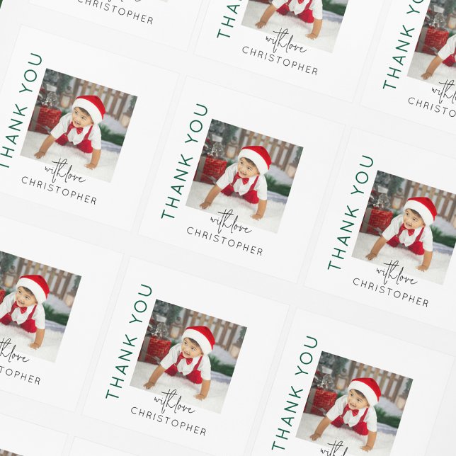 Sticker Carré Merci photo pour enfants (Créateur téléchargé)