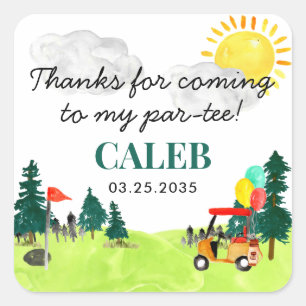 Sticker Carré Merci Pour Balancer Par Kid Golf Pro Anniversaire