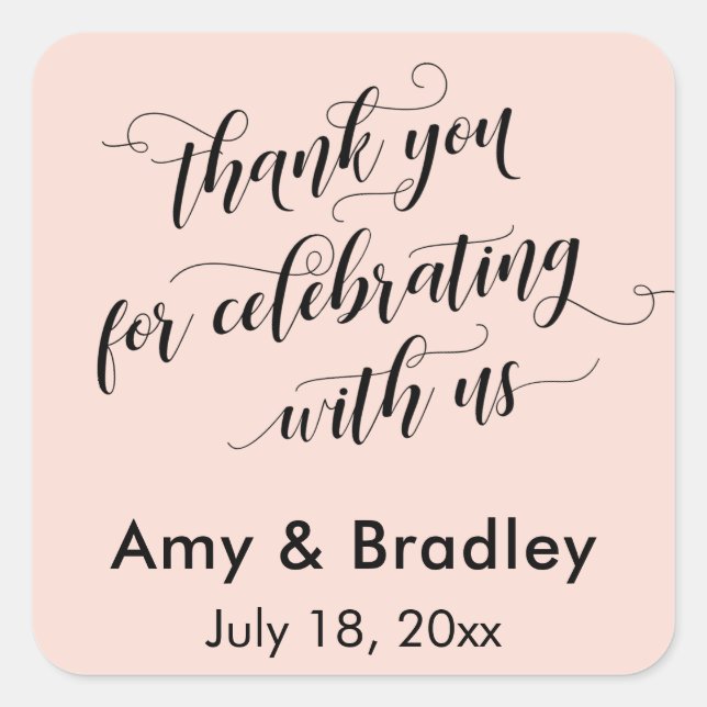 Sticker Carré Merci pour célébrer avec nous Blush Pink (Devant)
