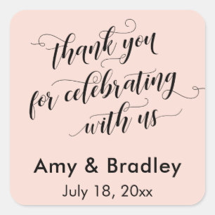 Sticker Carré Merci pour célébrer avec nous Blush Pink