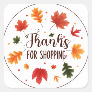 Sticker Carré Merci pour la feuille d'autocollants de Shopping