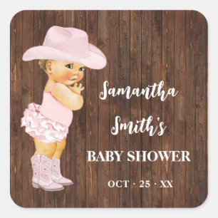 Sticker Carré Merci pour la future fille Baby shower occidental