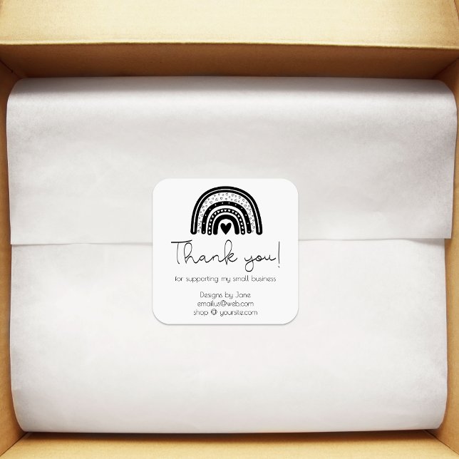 Sticker Carré Merci pour petites entreprises Rainbow Moderne Cus (Créateur téléchargé)