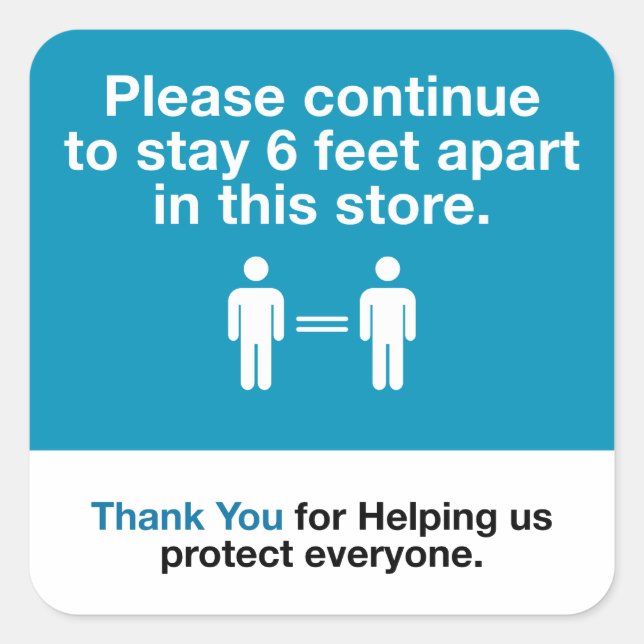 Sticker Carré Merci Pour Pratiquer La Distance Sociale (Devant)