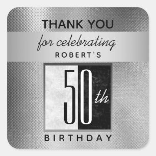 Sticker Carré Merci pour votre 50e anniversaire