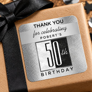 Sticker Carré Merci pour votre 50e anniversaire