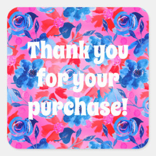 Sticker Carré Merci pour votre achat Bold Floral