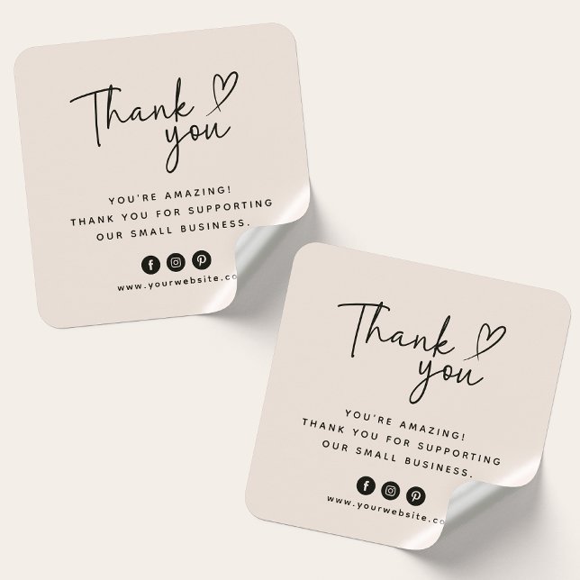 Sticker Carré Merci pour votre achat / commande (Créateur téléchargé)