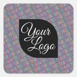 Sticker Carré Merci Pour Votre Achat Fun Coloré Ajouter Logo