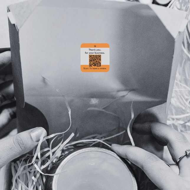 Sticker Carré Merci Pour Votre Entreprise Code QR (Thank You For Your Business QR-code Square Sticker)