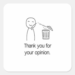 Sticker Carré Merci pour votre opinion — Poubelle de déchets drô