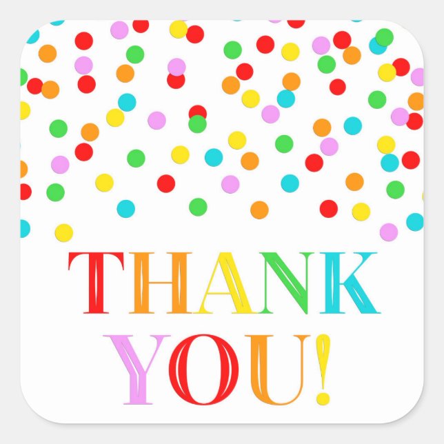 Sticker Carré Merci Rainbow Confetti (Devant)
