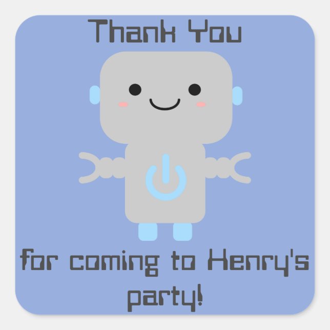 Sticker Carré Merci robot de caricature mignon (Devant)