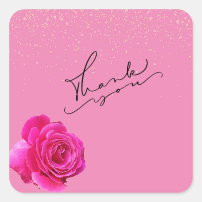 Sticker Carré Merci rose (Devant)