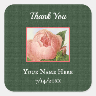 Sticker Carré Merci Rose de Chou Rose Vintage Modifiable
