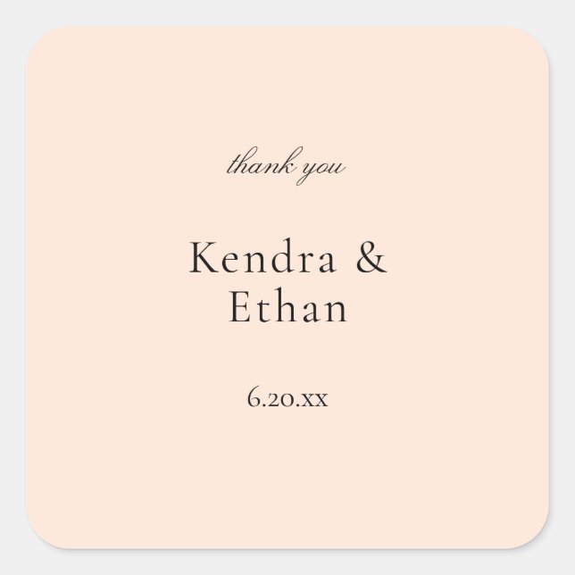 Sticker Carré Merci rose pastel (Devant)