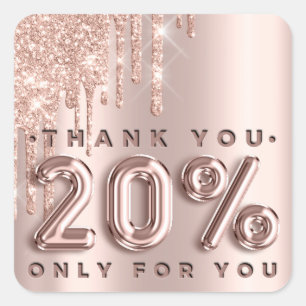 Sticker Carré Merci Shopping Rose Drips 20%off Drips