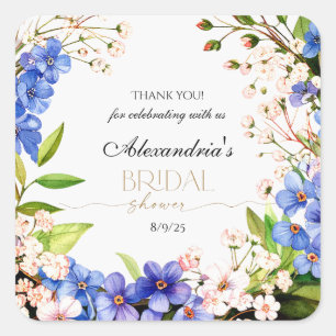 Sticker Carré Merci Something Blue: Baby’s Breath & Flax