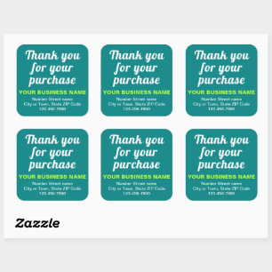 Sticker Carré Merci textuel pour votre achat Turquoise Vert