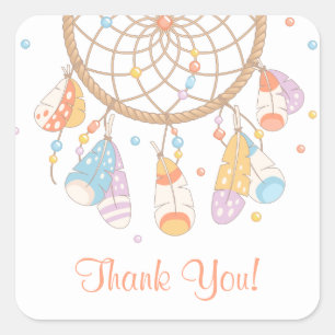 Sticker Carré Merci tribal de Dreamcatcher Boho