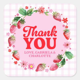 Sticker Carré Merci Twins Joint Strawberry 1er anniversaire