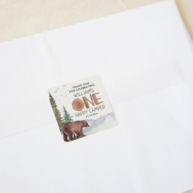 Sticker Carré Merci Un Joyeux Camper Anniversaire (Créateur téléchargé)