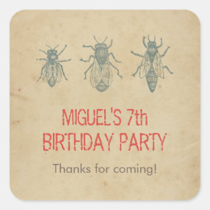 Sticker Carré Merci vintage de cadeaux d'anniversaire de enfant