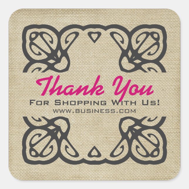 Sticker Carré Merci vintage Pour Acheter Personnalisé Rose (Devant)