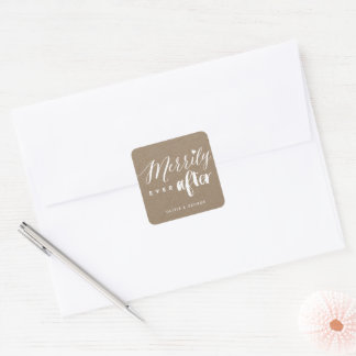 Sticker Carré Merde toujours après Brown Kraft Mariage de vacanc