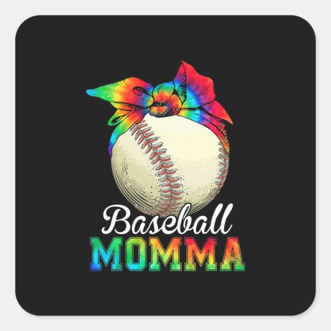 Sticker Carré Mère Art Baseball Momma Anniversaire (Devant)