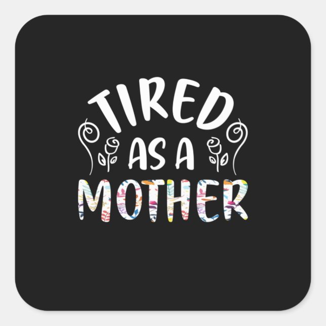 Sticker Carré Mère Art Fatigué Comme Mère (Devant)