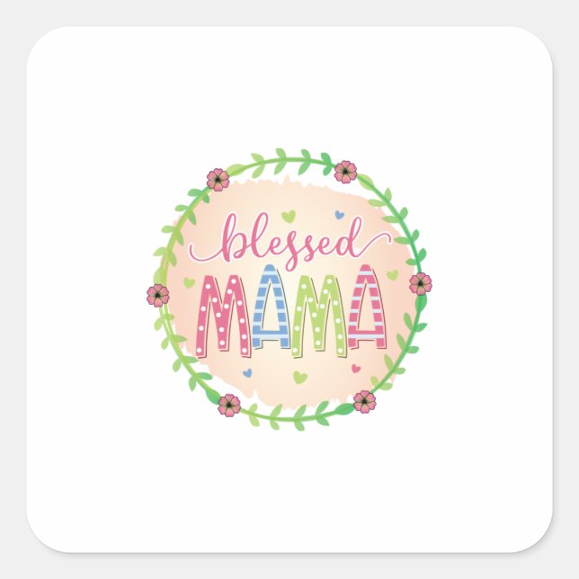 Sticker Carré Mère Cadeau Béni Mère (Devant)