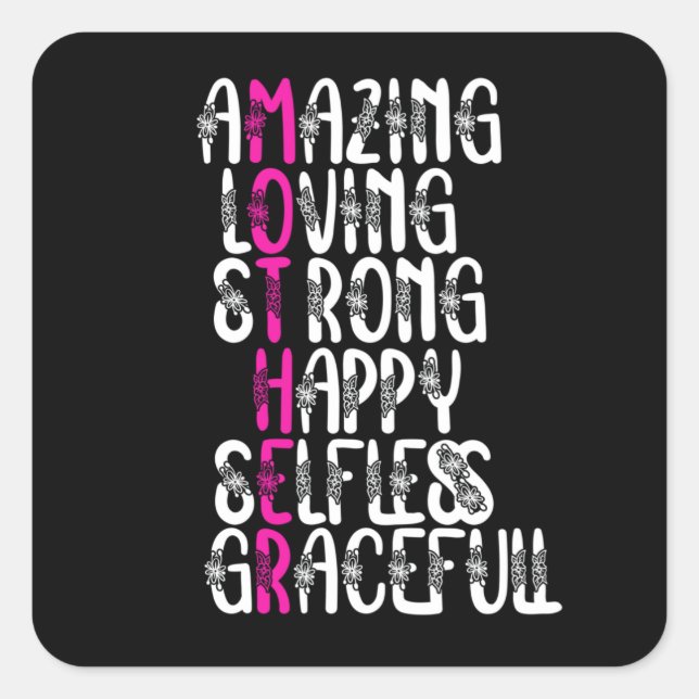 Sticker Carré Mère citations : Lovely Words | Conception de la f (Devant)