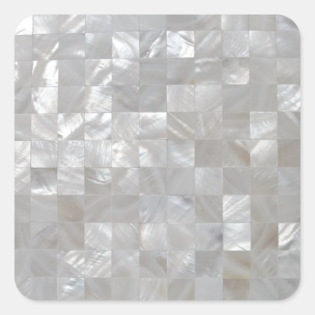 Sticker Carré Mère D'Argent Blanc De Pearl Imprimé Carrelé (Devant)