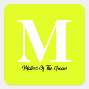 Sticker Carré Mère Du Mariage Groom Fluorescent Jaune