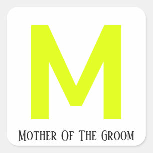 Sticker Carré Mère Du Mariage Groom Fluorescent Jaune