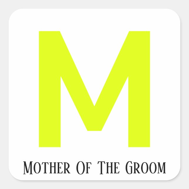 Sticker Carré Mère Du Mariage Groom Fluorescent Jaune (Devant)
