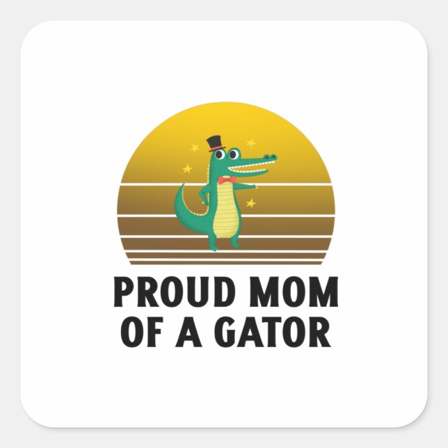 Sticker Carré mère fière d'un gator rétro alligator vintage (Devant)