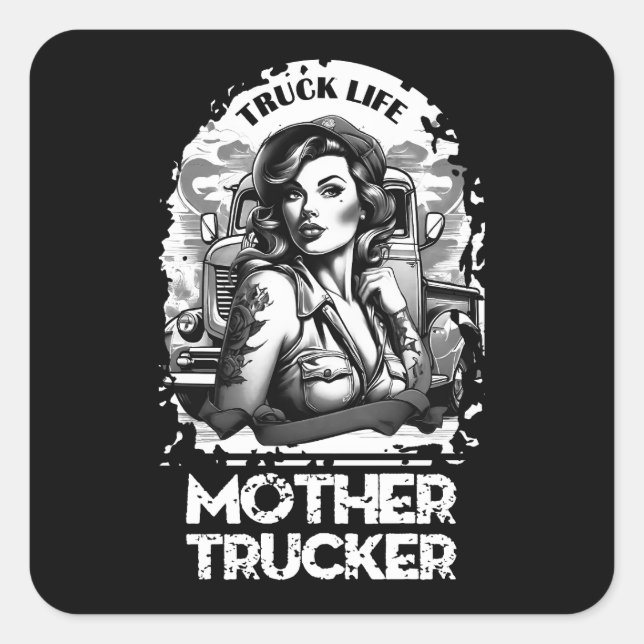 Sticker Carré Mère Trucker (Devant)